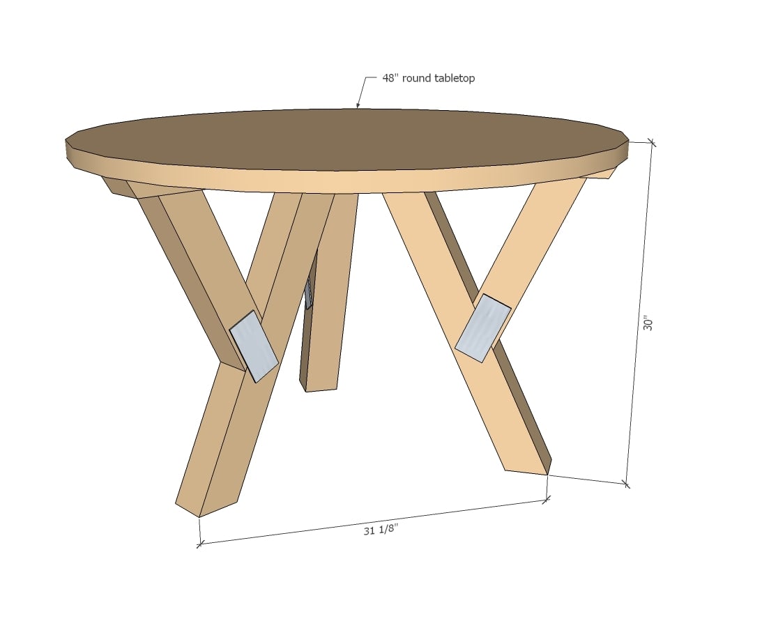 Ana White Y Truss Round Table DIY Projects